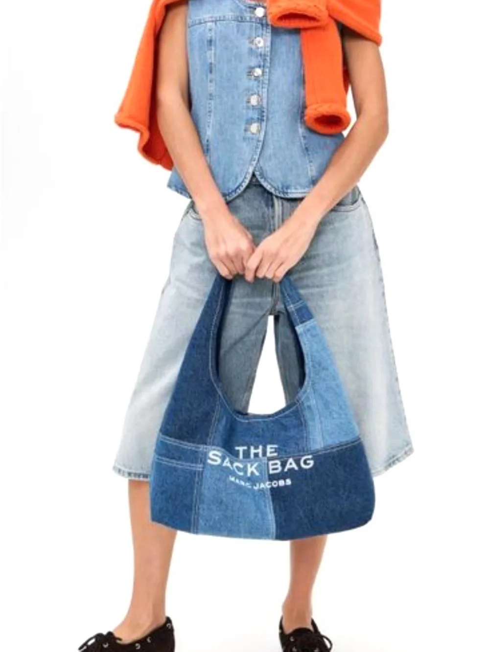 Marc Jacobs Denim Patchwork Sack Bag in Blue